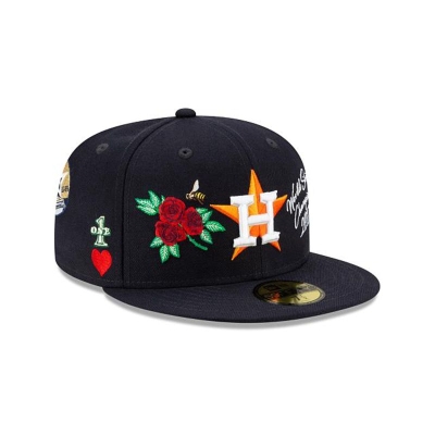 Blue Houston Astros Hat - New Era MLB Icon 59FIFTY Fitted Caps USA7480321